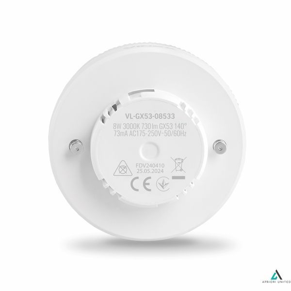 LED лампа VIDEX GX53 8W 3000K 220V VL-GX53-08533 фото